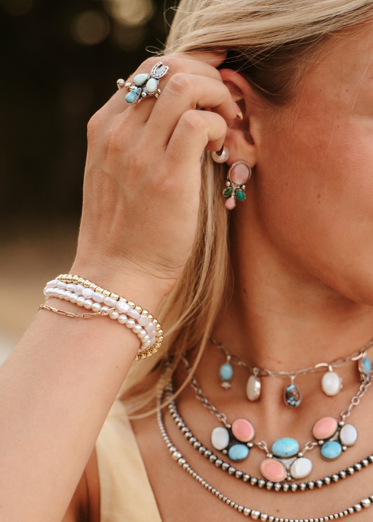 the pearly sage stud earrings