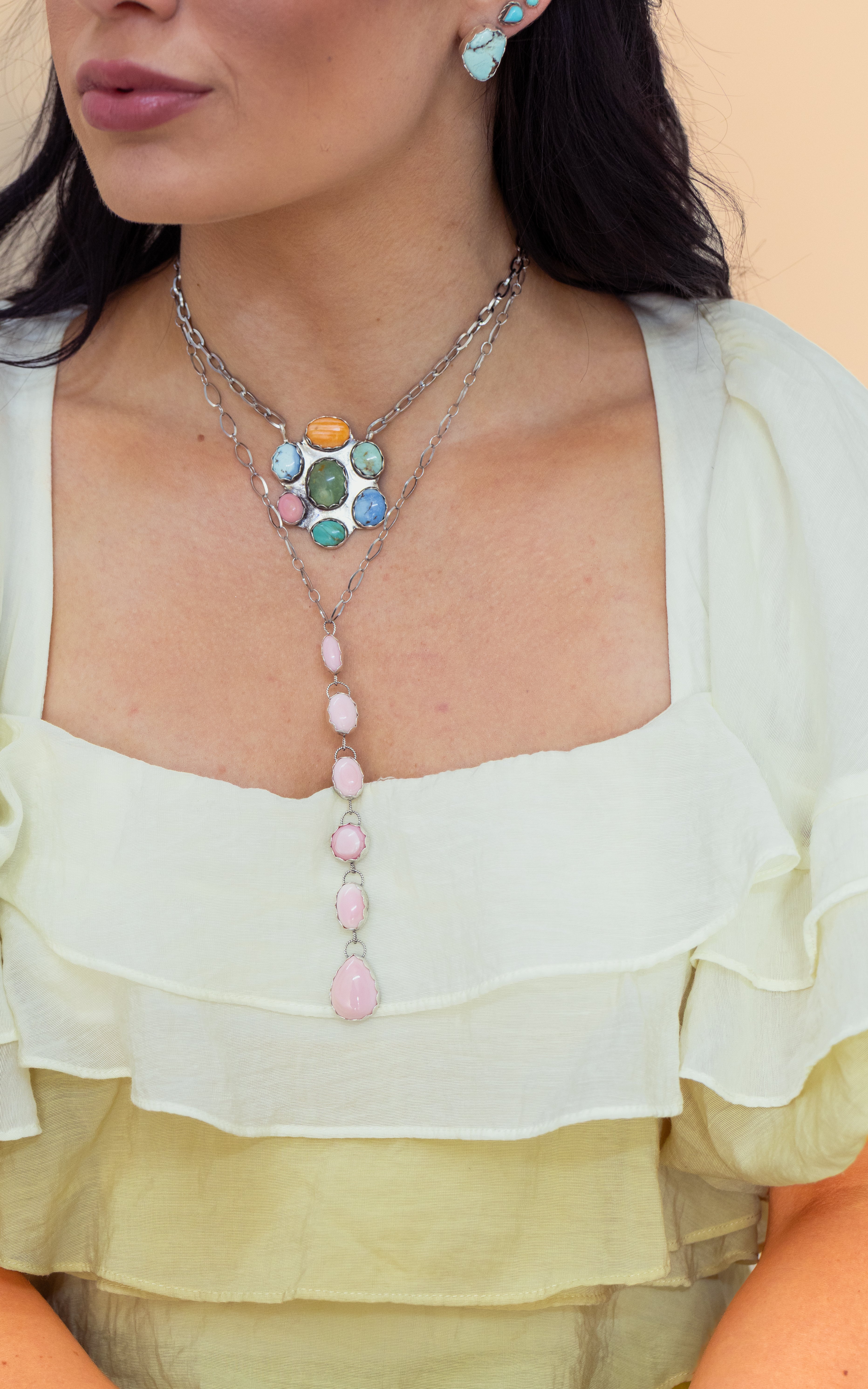 pink conch lariat necklace